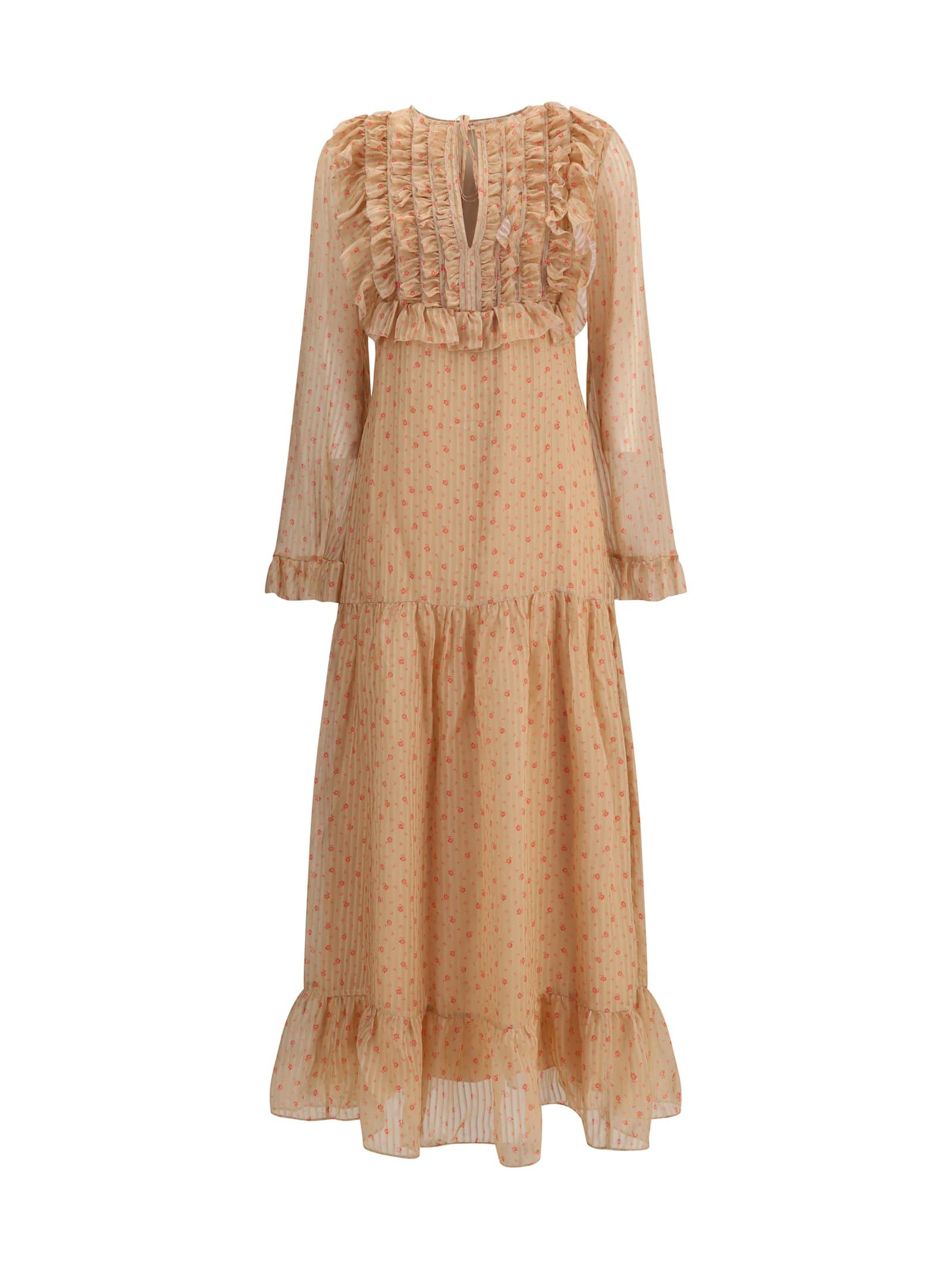 kristina ti silk long dress with rouches