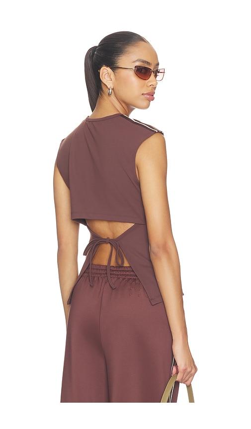 ksubi 99 slim open back tee in chocolate.