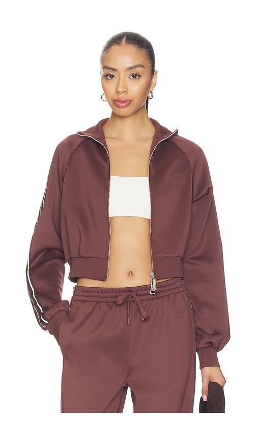ksubi cropped zip track jacket in chocolate.