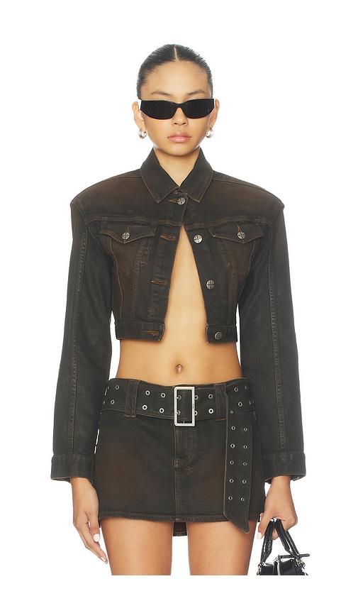 ksubi define trucker jacket in brown.