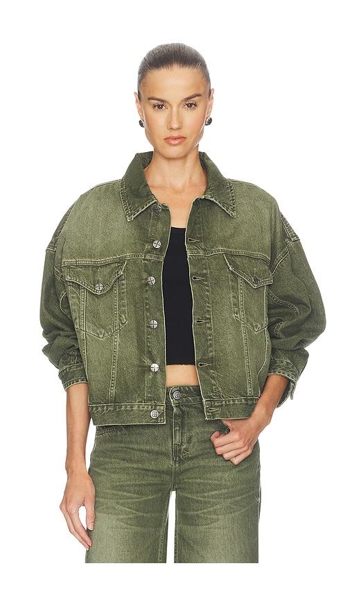 ksubi relaxed trucker jacket in green.