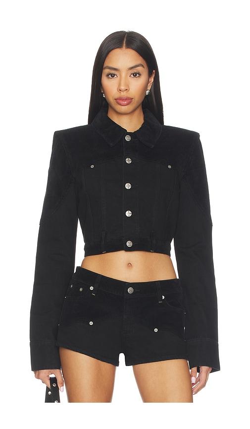 ksubi slim trucker jacket in black.