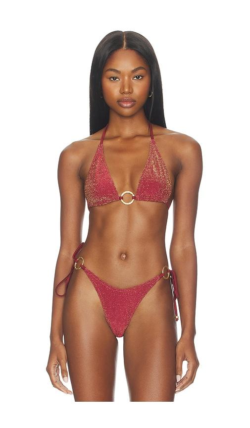 kulani kinis ring halter bikini top in wine.