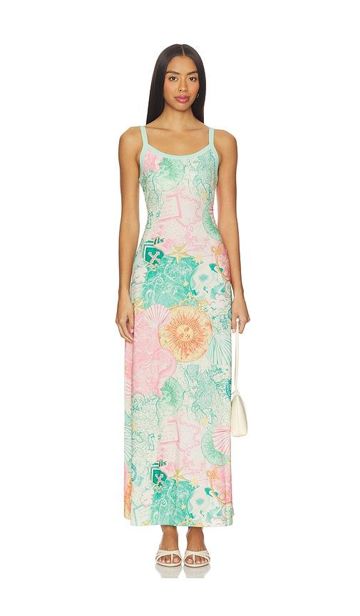 kulani kinis scoop low back maxi dress in green.