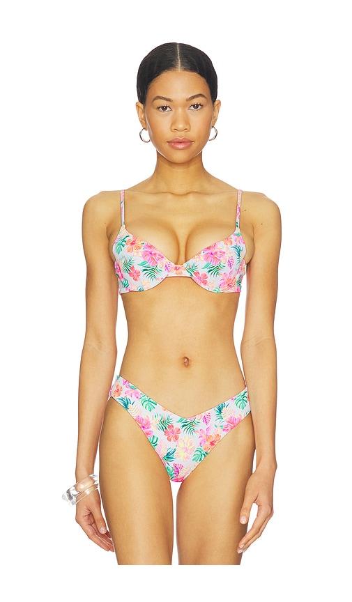 kulani kinis slim underwire bikini top in pink,white.