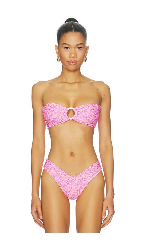 kulani kinis strapless bandeau bikini top in pink.