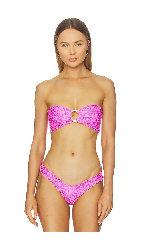 kulani kinis strapless bandeau bikini top in purple.