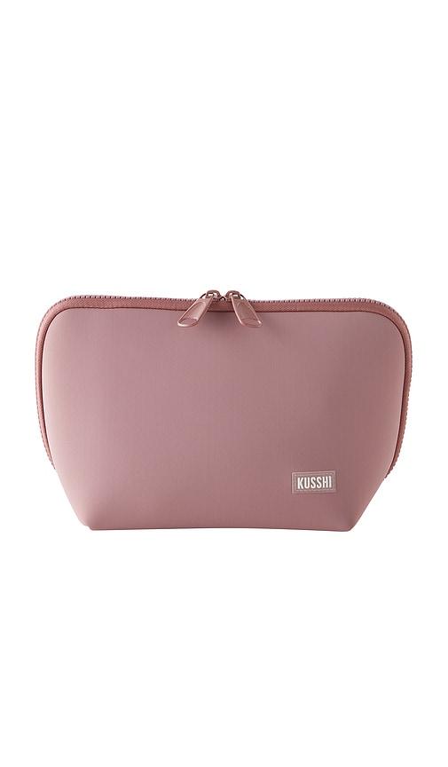 kusshi neoprene makeup bag in mauve & stone.