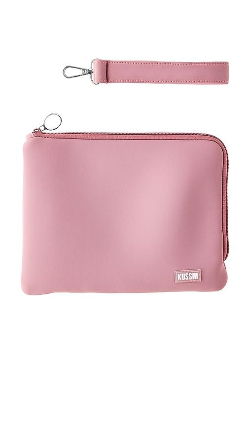 kusshi wristlet pouch in mauve & stone.