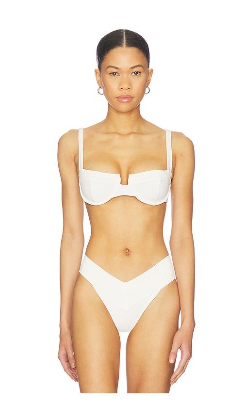 kya jolene reversible bikini top in white.