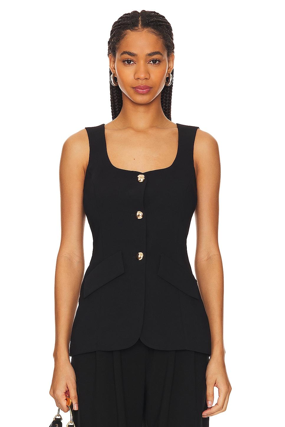 Kya Top Kya Top – Refine your fall looks with a structured sleeveless top featuring princess seams & gold buttons
