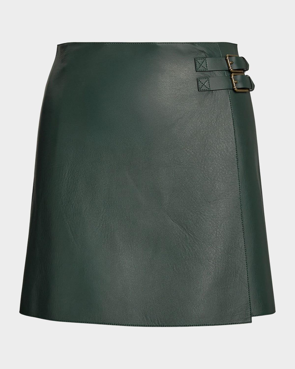 kyler belted leather skirt