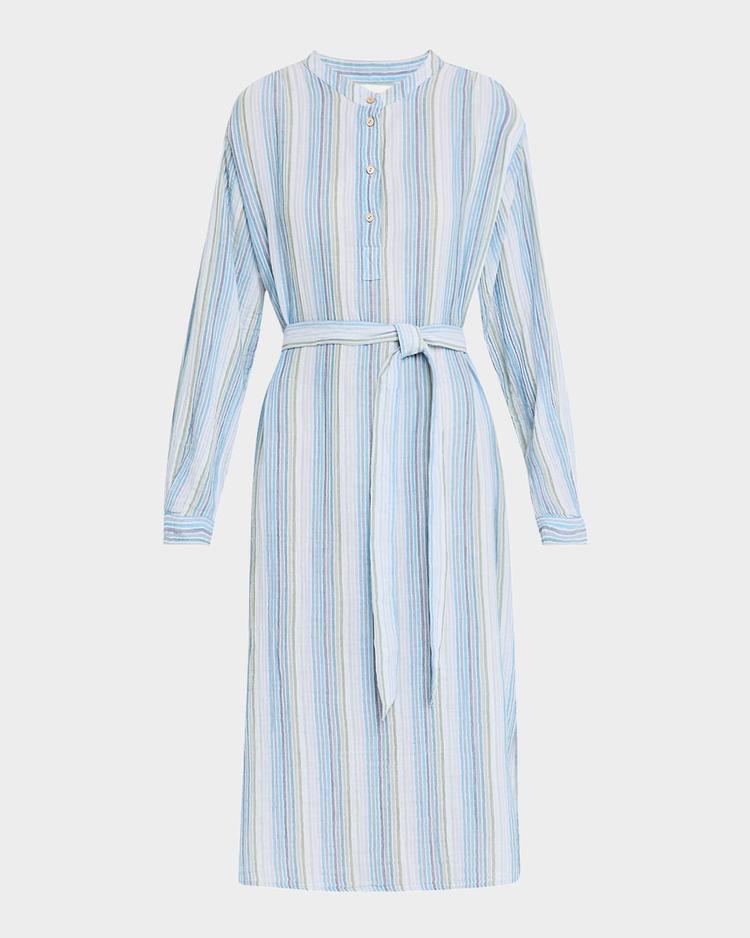 kylie striped cotton midi dress