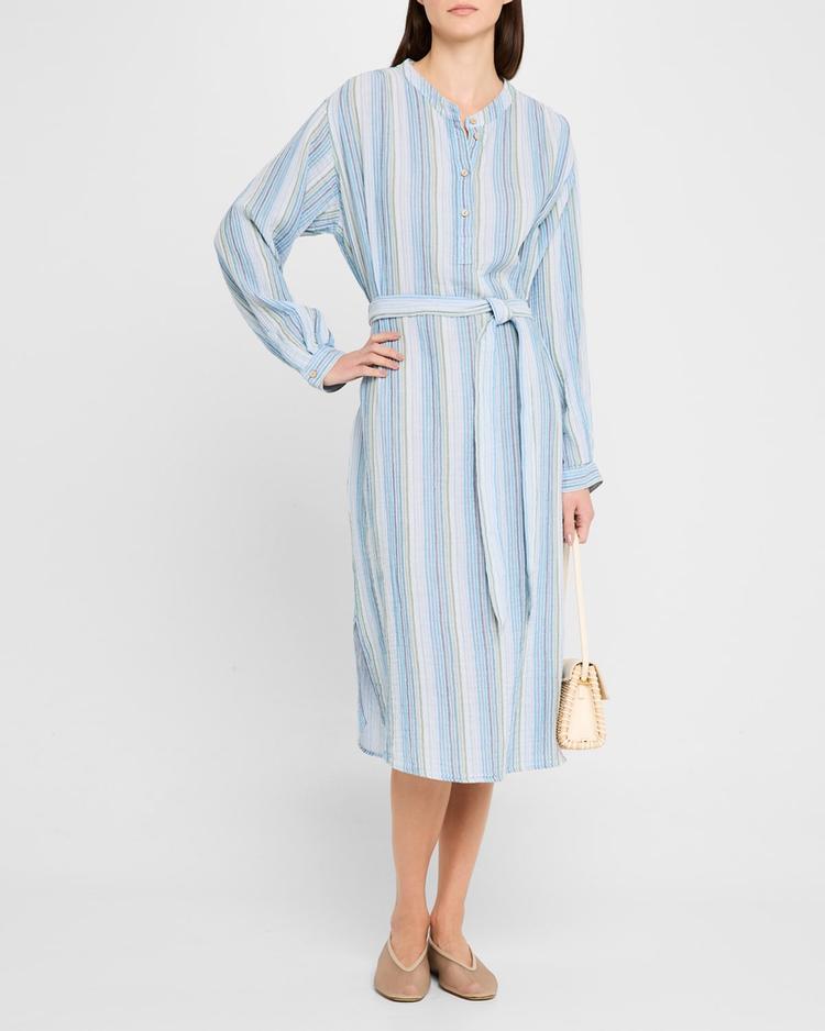 kylie striped cotton midi dress