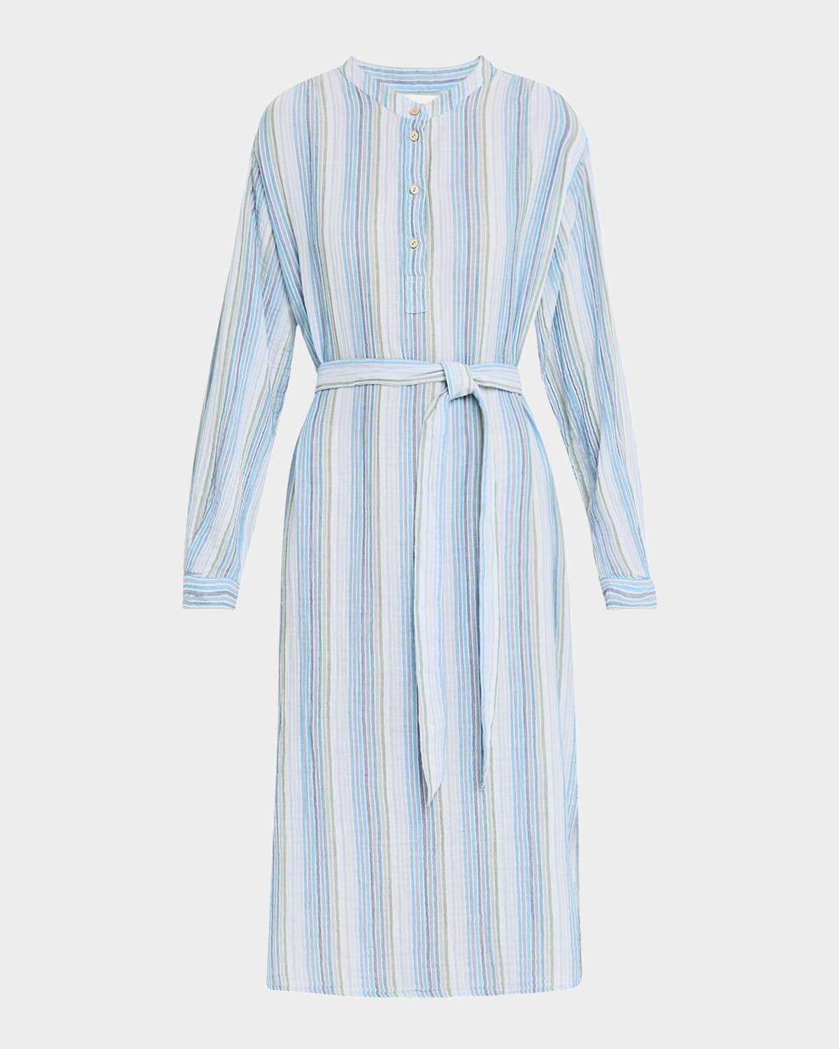 kylie striped cotton midi dress