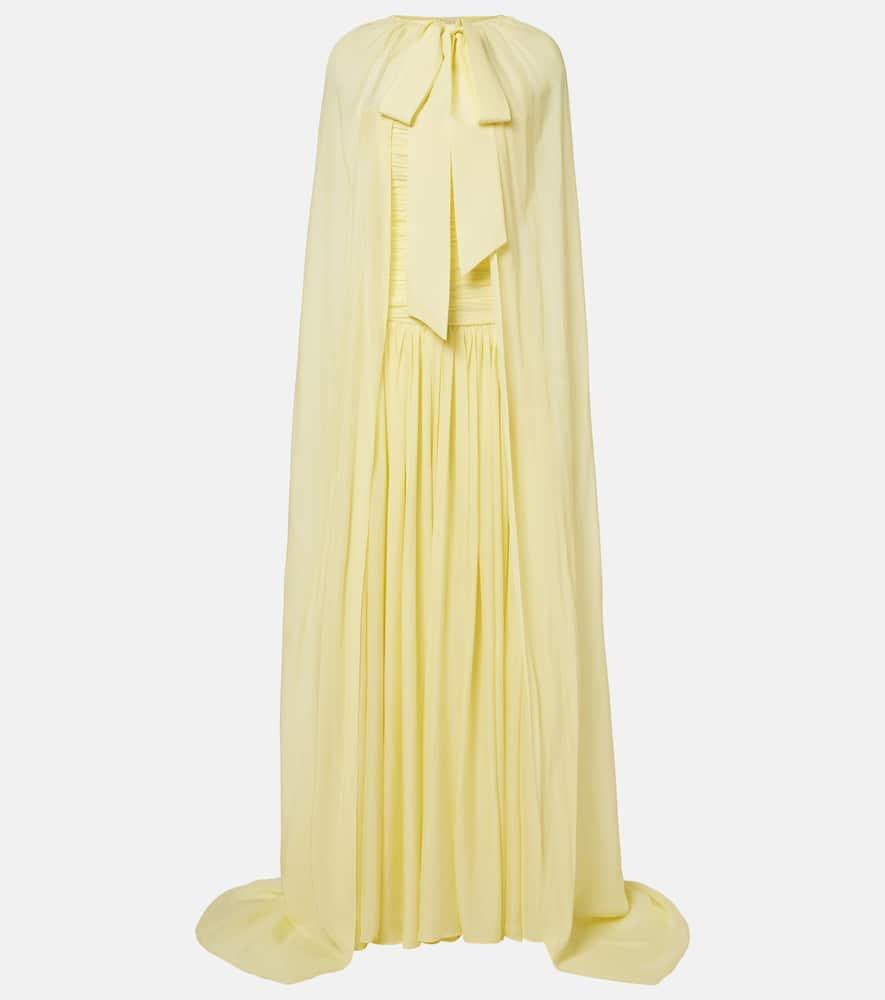 là fuori butter yellow draped caped gown