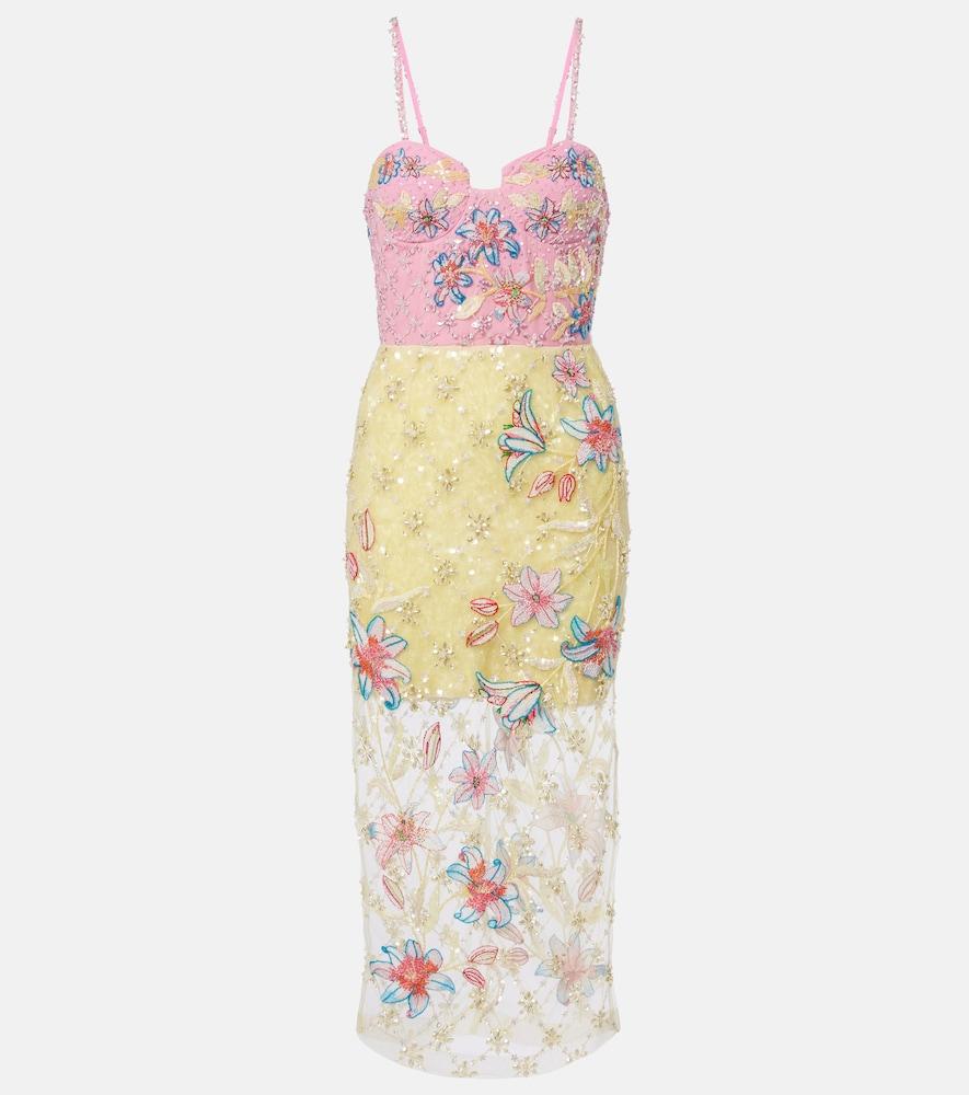 là fuori embellished floral cocktail dress