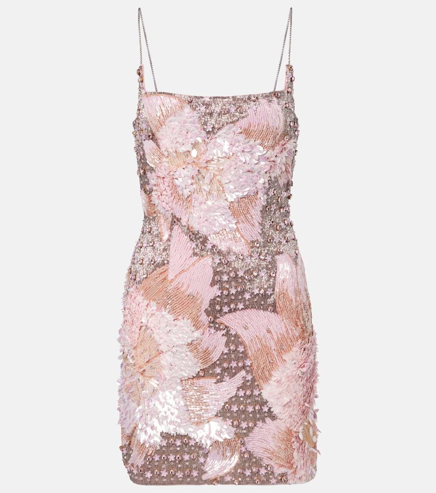 là fuori embellished floral minidress