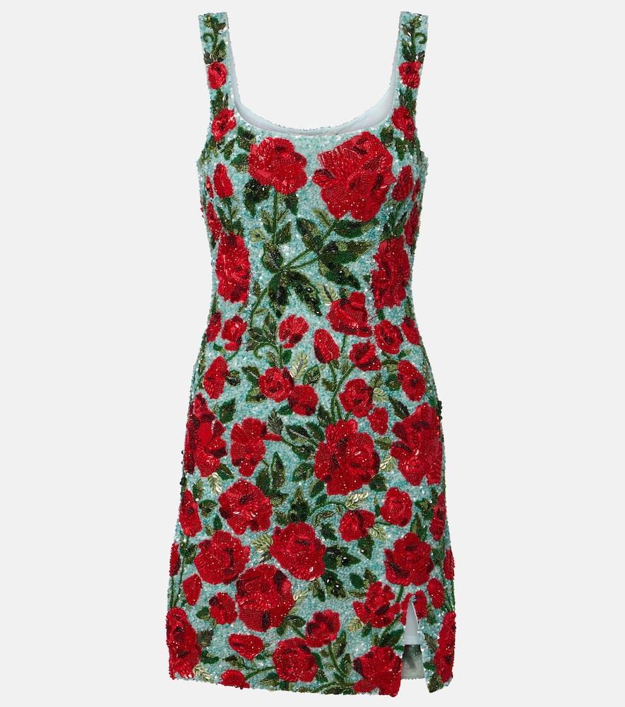 là fuori floral sequined minidress