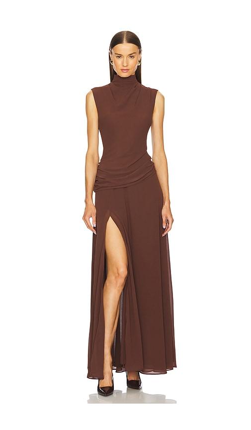 l'academie amouage gown in brown.