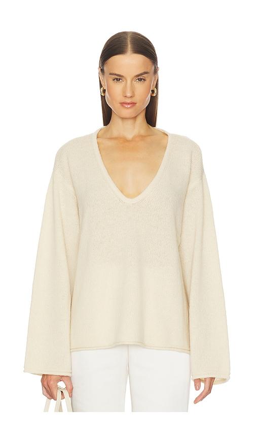 l'academie by marianna brenne neck sweater in ivory.