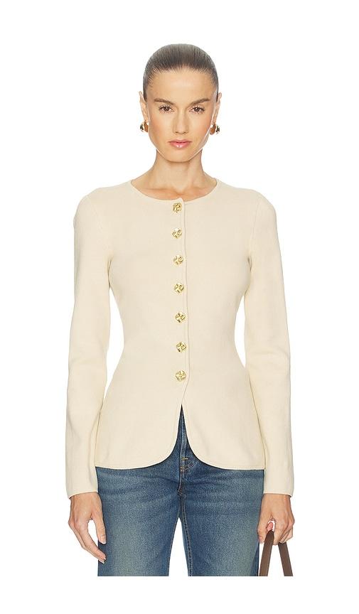 l'academie by marianna bronte button cardigan in beige.