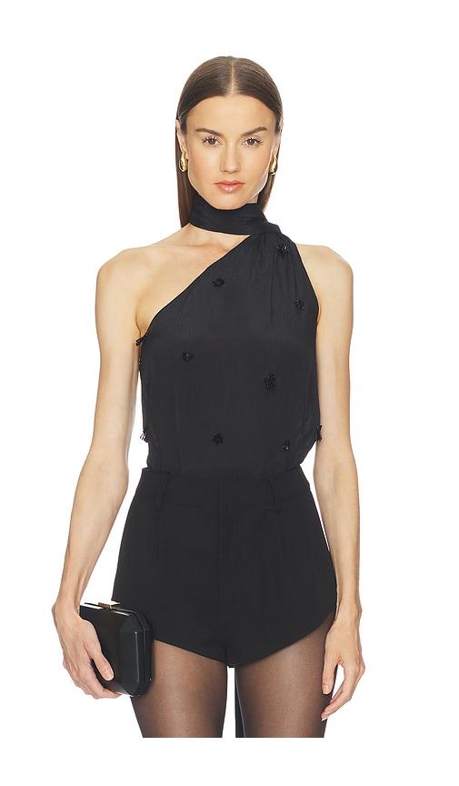 l'academie by marianna brynn embellished top in black.