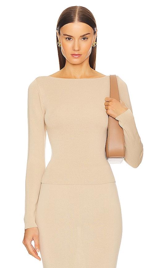 l'academie by marianna della long sleeve top in neutral.
