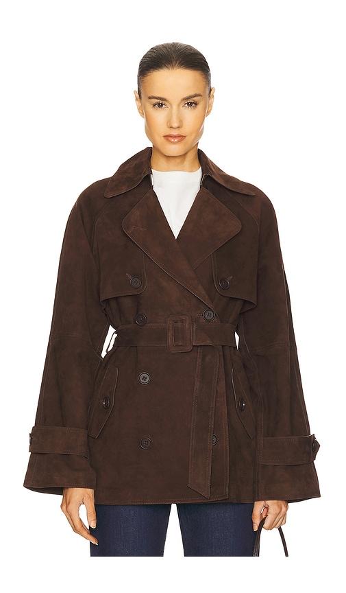 l'academie by marianna elae suede jacket in chocolate.