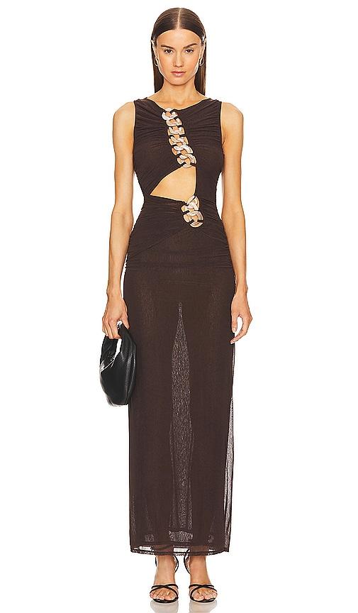 l'academie by marianna emeraude maxi dress in brown.