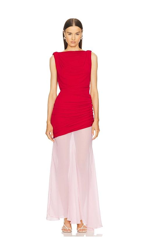 l'academie by marianna enoa midi dress in red.
