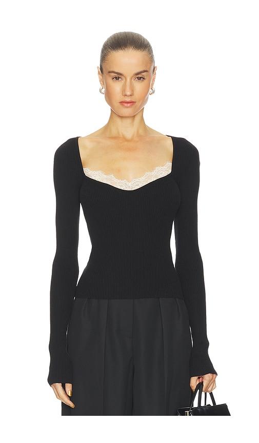 l'academie by marianna eugene long sleeve top in black.