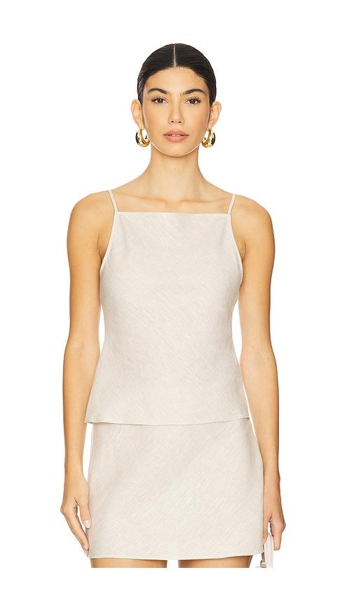 l'academie by marianna eula linen top in beige.