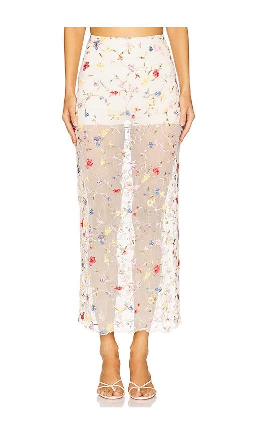 l'academie by marianna loreen midi skirt in cream.