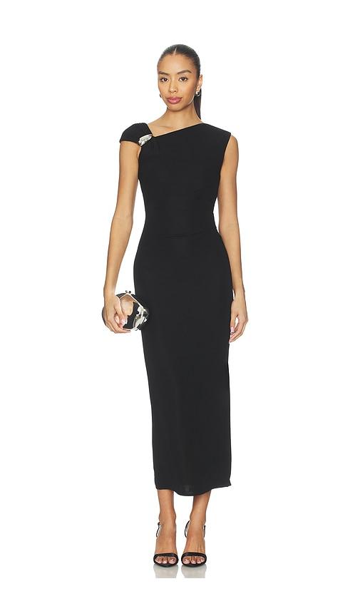 l'academie by marianna maeko midi dress in black.