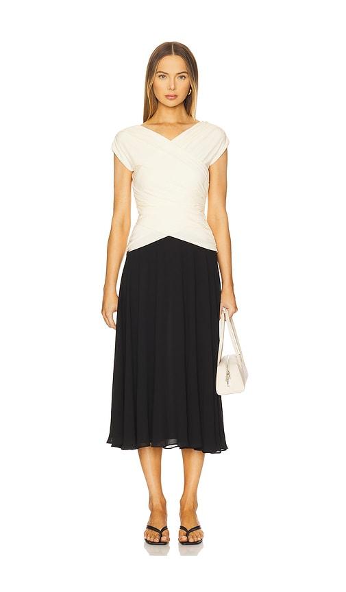 l'academie by marianna mikah midi dress in black,cream.