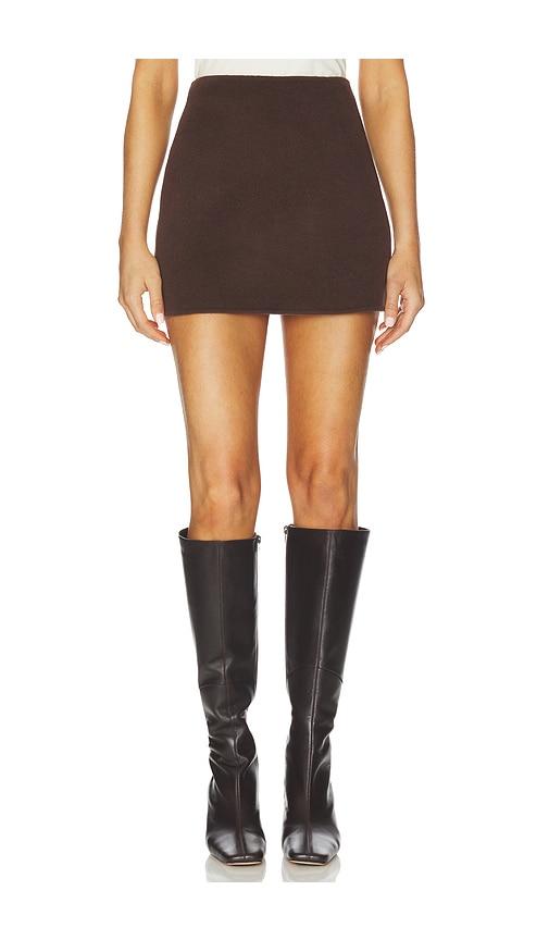 l'academie by marianna milly wool mini skirt in chocolate.