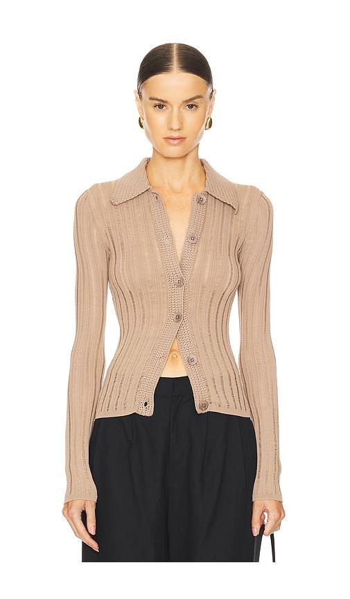 l'academie by marianna olivie cardigan in taupe.