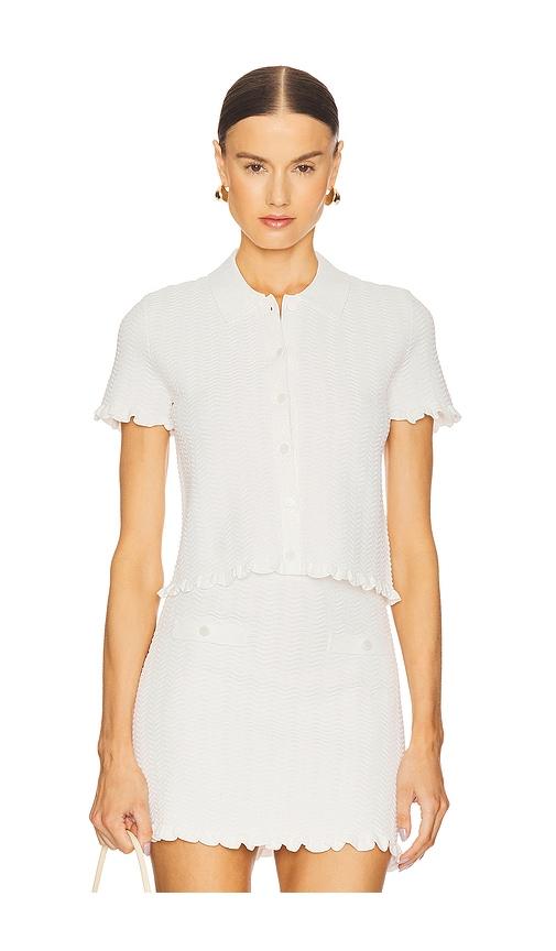 l'academie by marianna salisa scallop cardigan in ivory.