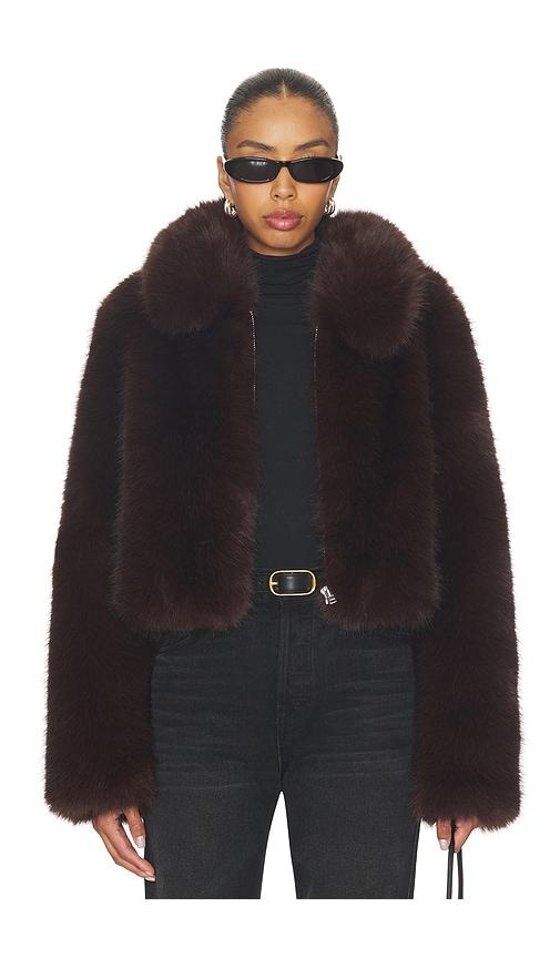 l'academie by marianna savoie faux fur jacket in brown.