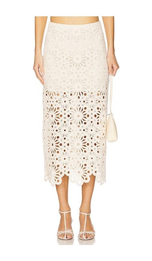l'academie by marianna shay midi skirt in cream.