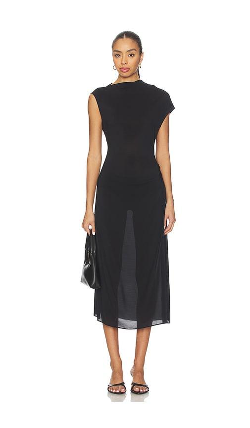 l'academie by marianna teshi midi dress in black.