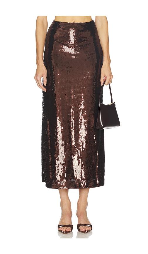 l'academie by marianna veleda sequin maxi skirt in brown.