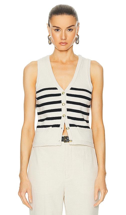 l'academie calanth striped vest in white.