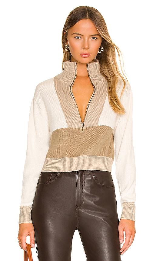 l'academie cheshire half zip sweater in beige.