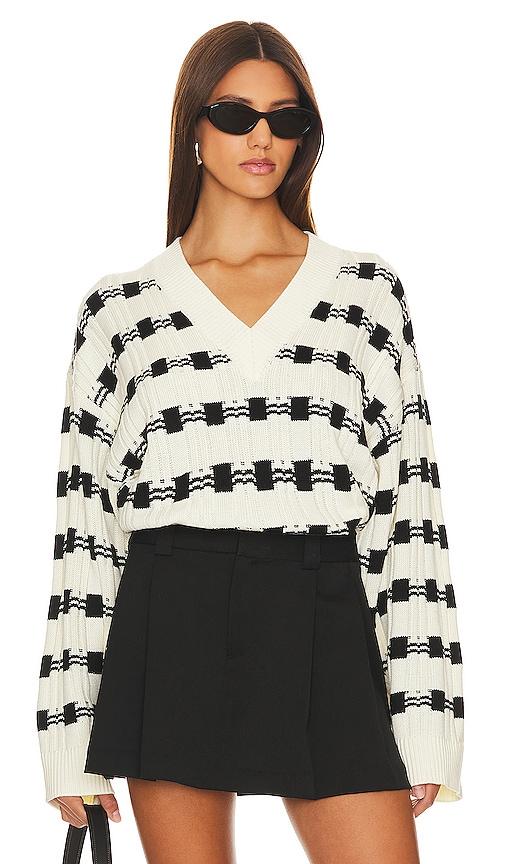 l'academie evran check sweater in white.