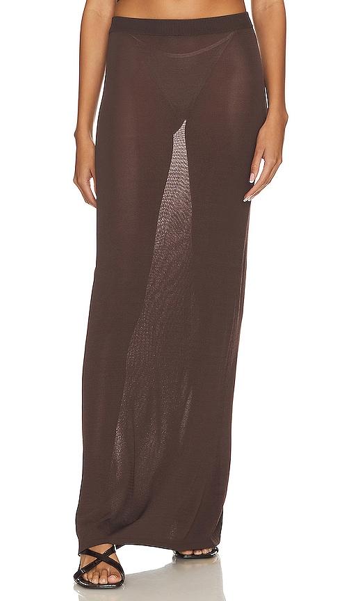 l'academie hadi maxi skirt in chocolate.