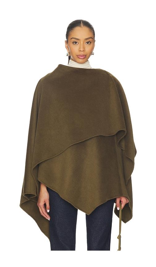 l'academie kye wool cape in olive.