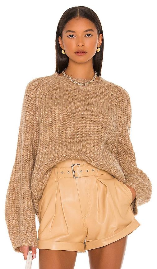 l'academie sonoma crew neck sweater in tan.