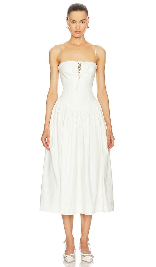 l'academie thierry midi dress in ivory.
